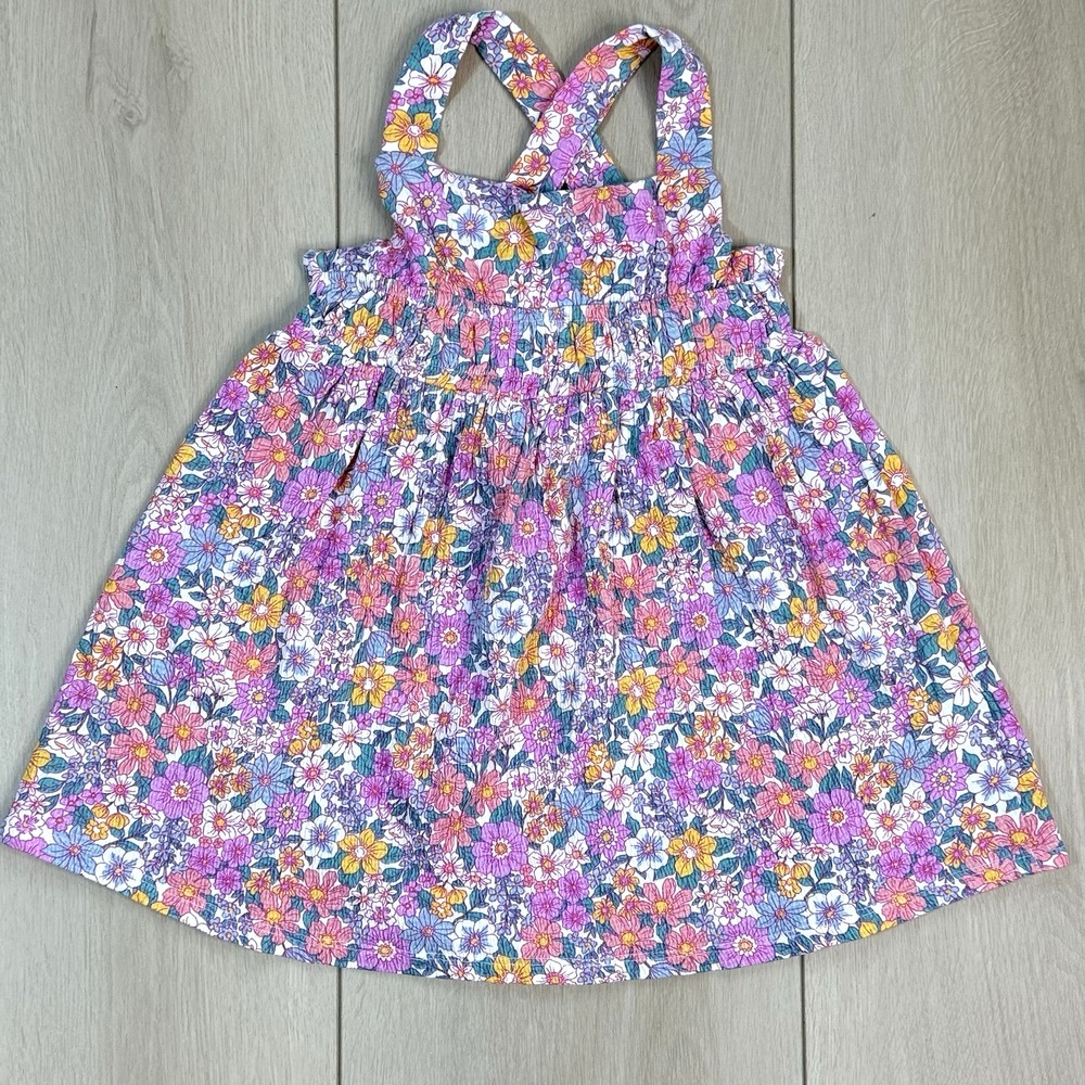 Tommy Bahama Girls Floral Smocked Sundress 3T – Crossback Sleeveless Cotton Blen